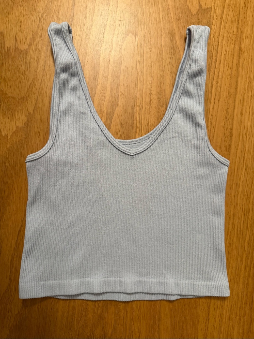 Light Blue Cropped Ribbed Tank Top